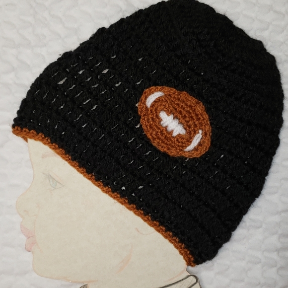 Handmade Football Hat. Sports. Crochet Beanie - Picture 5 of 5